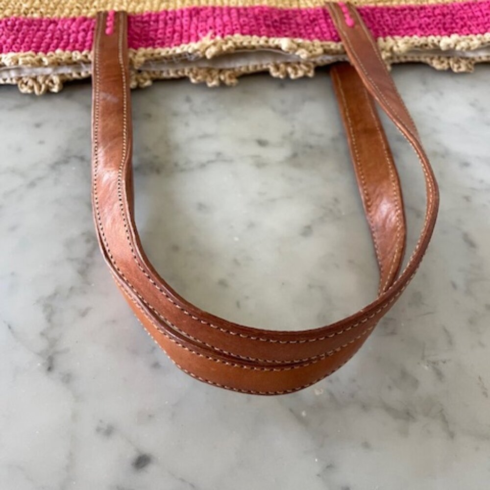 MAR Y SOL Allegra Raffia Woven Large Tote Bag Pink Purple Stripe - Picture 8 of 15